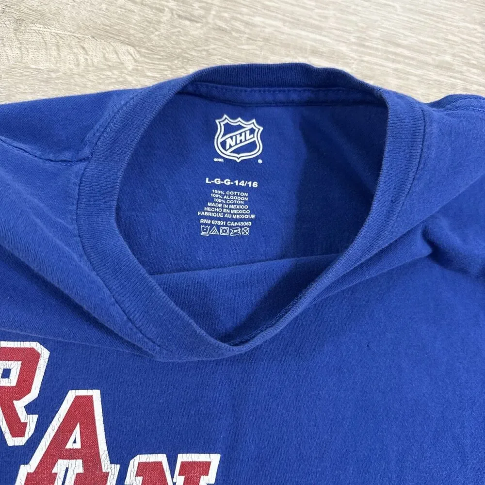Mats Zuccarello Shirt New York Rangers NHL Boys Blue Large 14-16 Cotton